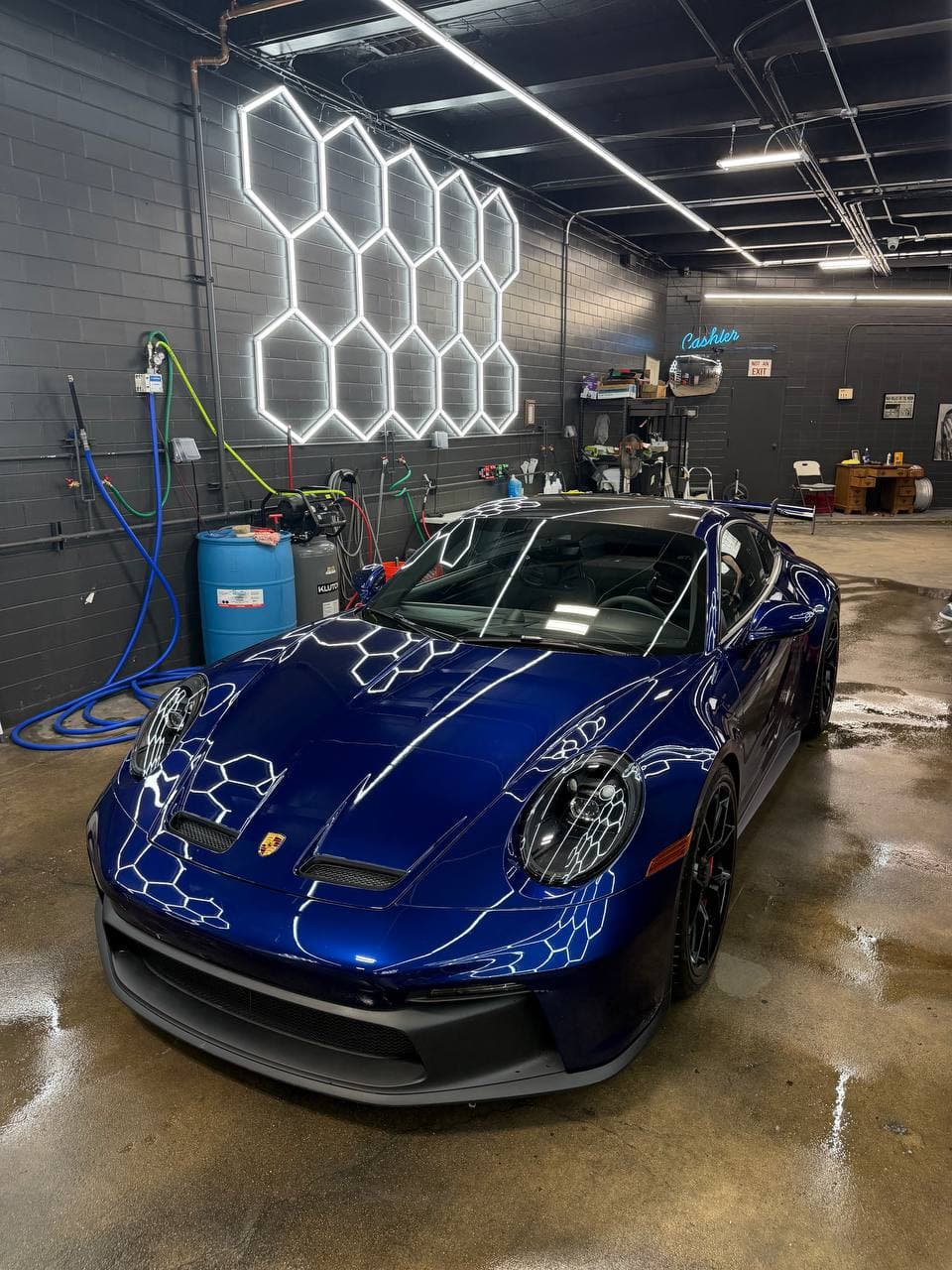 Blue Porsche 911 GT3 with a ceramic-ready finish at DetailX Chicago
