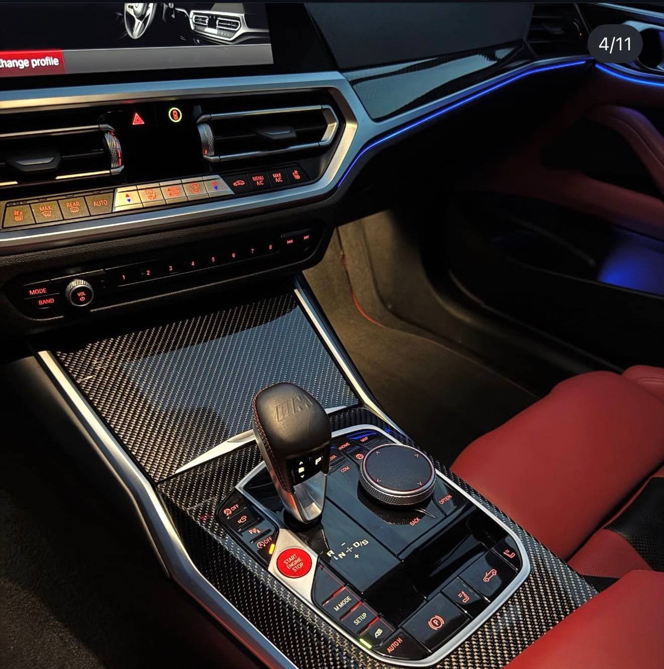 Detailed red interior after a deep car cleaning service in Chicago.
