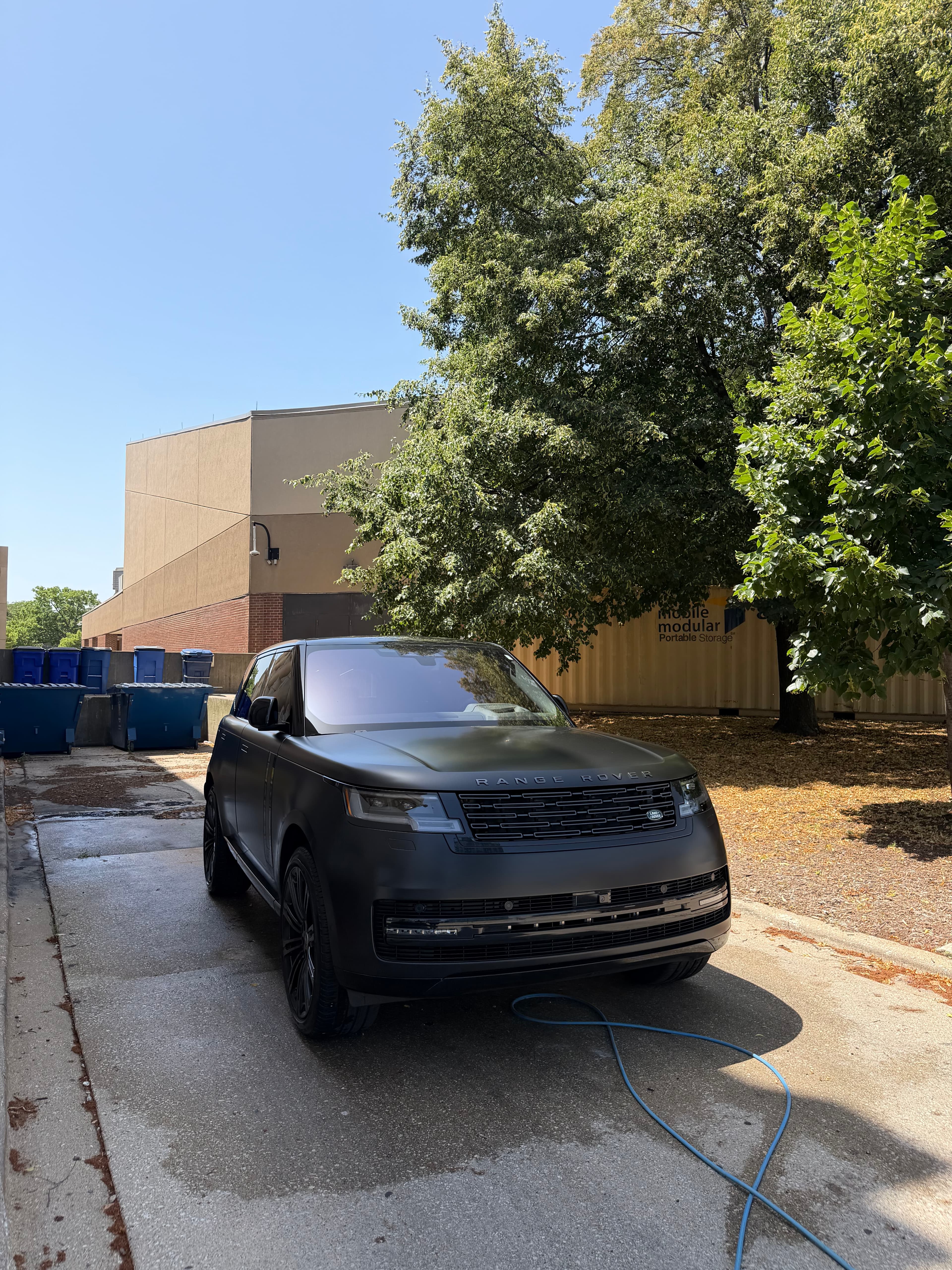 Matte black Range Rover after a DETAILX Chicago exterior detail.